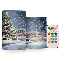 ALAZA Christmas Tree in Night 2 PCs LED Flickering Flameless Candles with Remote Timer Battery Operated Candle