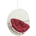 thumbnail image 4 of Modern Contemporary Urban Design Outdoor Patio Balcony Swing Chair, Red White, Rattan, 4 of 5