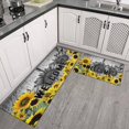 thumbnail image 3 of 2 Piece Grey Sunflower Flowers Rug Kitchen Rug Set, Decor Kitchen Rugs, Absorbent Non-Slip Washable Floor Mats, Home Indoor Runner Rugs 17"x47"+17"x30", 3 of 7