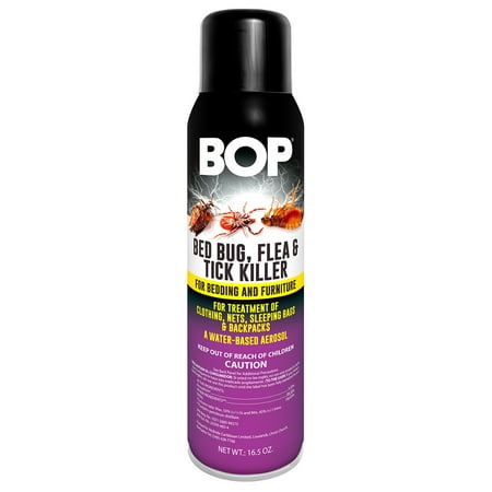 BOP Bed Bug  Flea and Tick Killer  16.5 oz  Easy To Use Pest Control Spray  Kills Bugs On Contact And Keeps Your Home Insect Free  Indoor/Outdoor Use For Quick Results