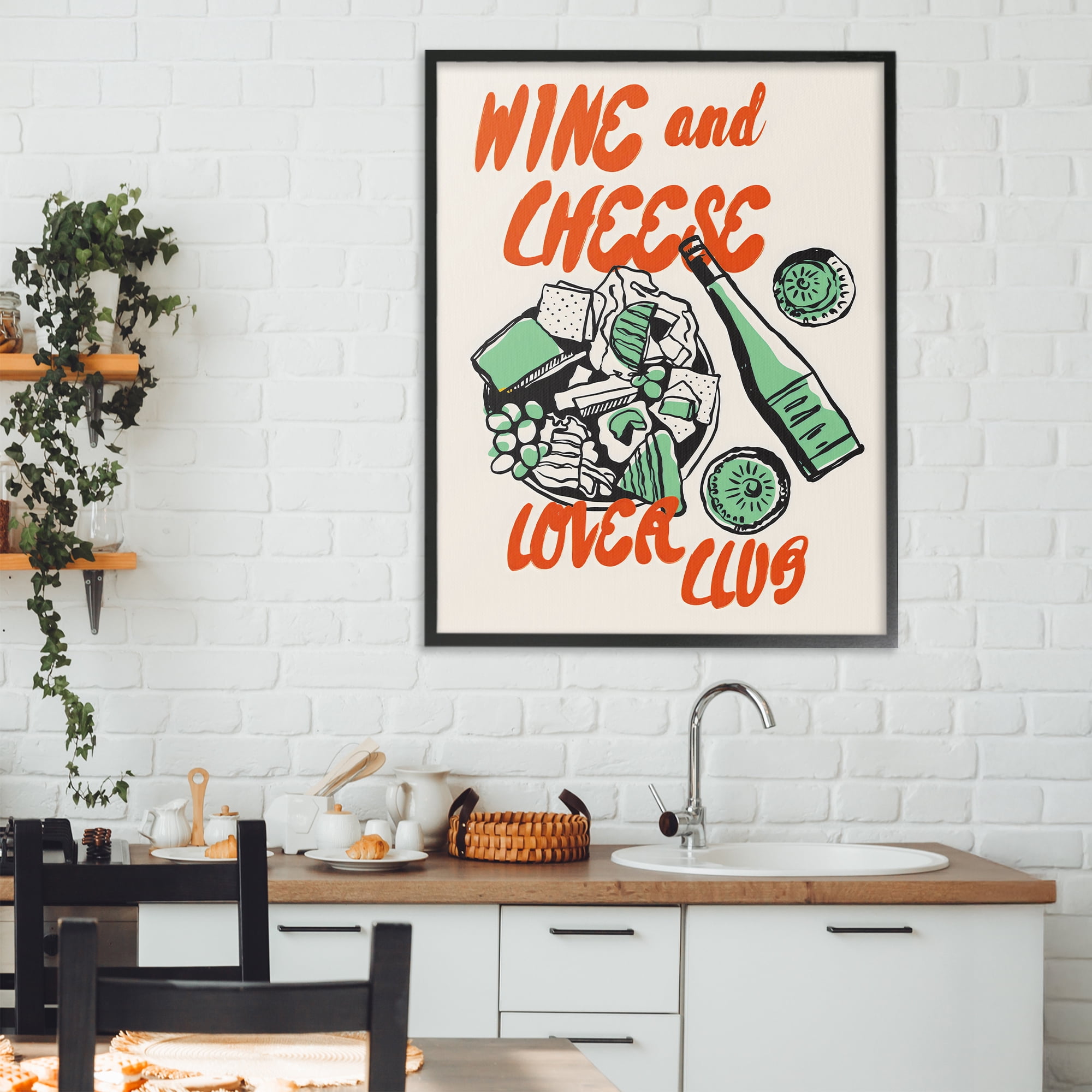 Stupell Industries Wine & Cheese Lover Club Black Framed Giclee Art, design by The Prints Vibe