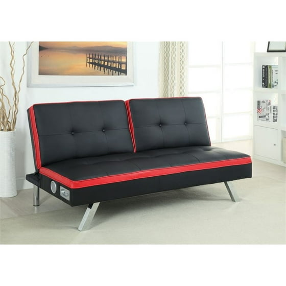 Furniture Of America Dorla Faux Leather Sleeper Sofa Bed In Red