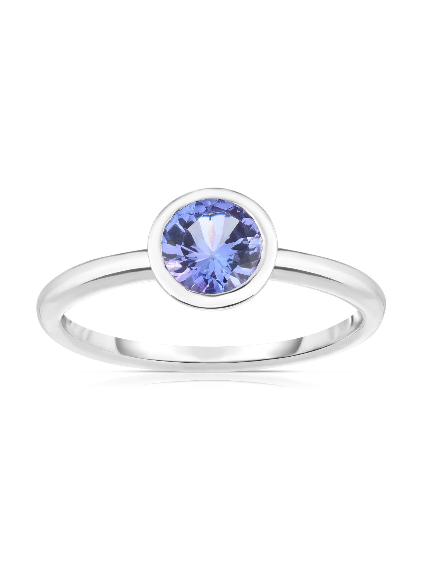14K White Gold Bezel Set Tanzanite (3/4 Ct) Ring