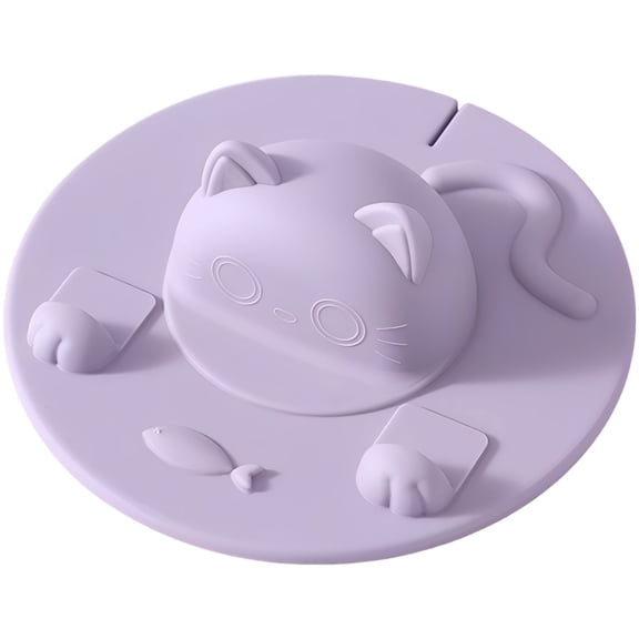 4 Pcs Cat-Shaped Silicone Cup Lid, Food-Safe Dustproof Silicone Lids Warm Cover with Phone & Spoon Holder, 4.1 in / 10.5 cm Universal Drink Anti-Scald Lid for Glass Mugs