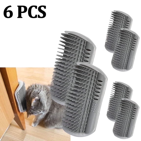 OFEFE 6 Pack Softer Self Groomer with Catnip Wall Corner Massage Comb Scratcher Grooming Brush Tool for Long & Short Fur Kitten Cats Dogs