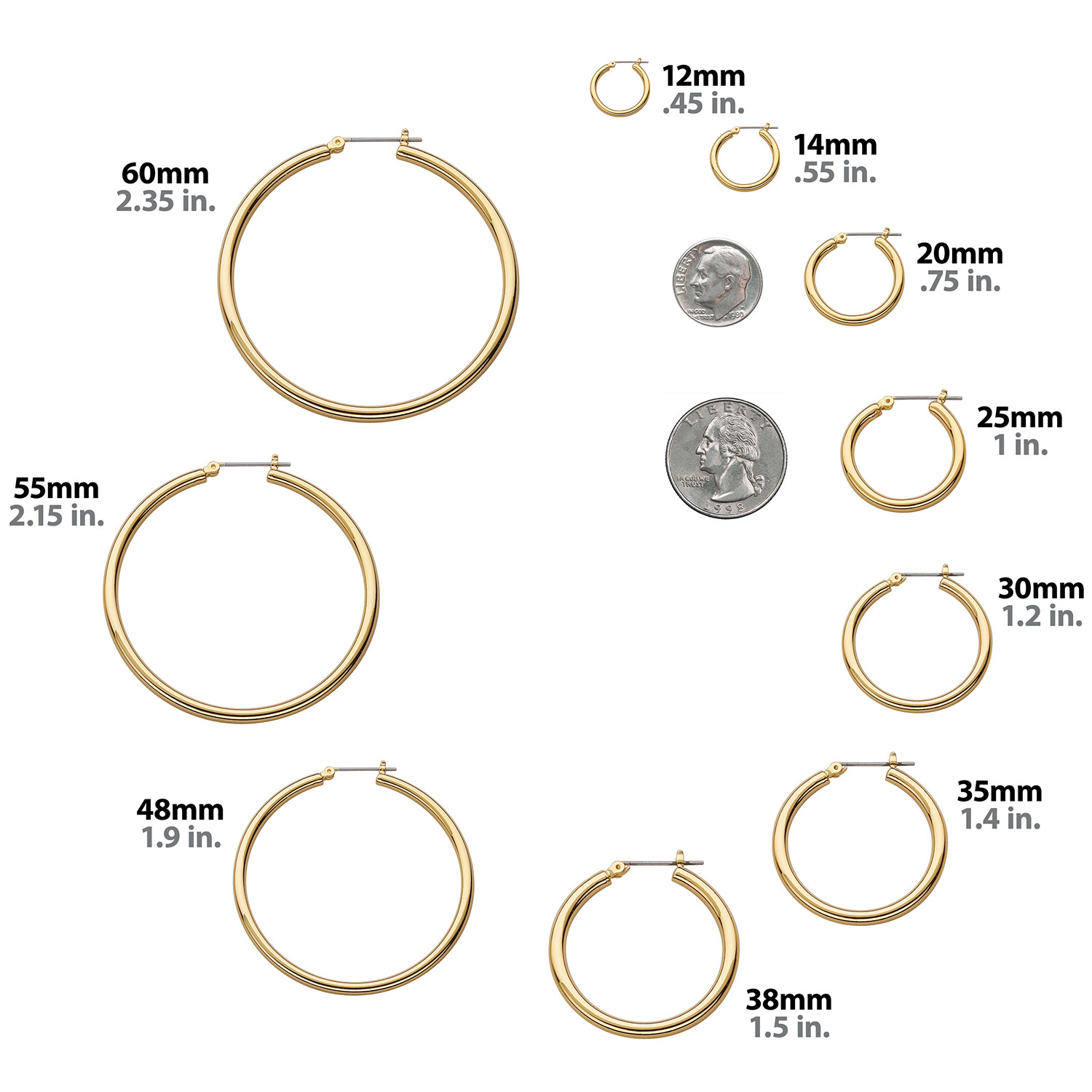 Personalized Planet Women's Sterling Silver or Gold over Silver Name Small 25mm or Medium 35mm Hoop Earrings