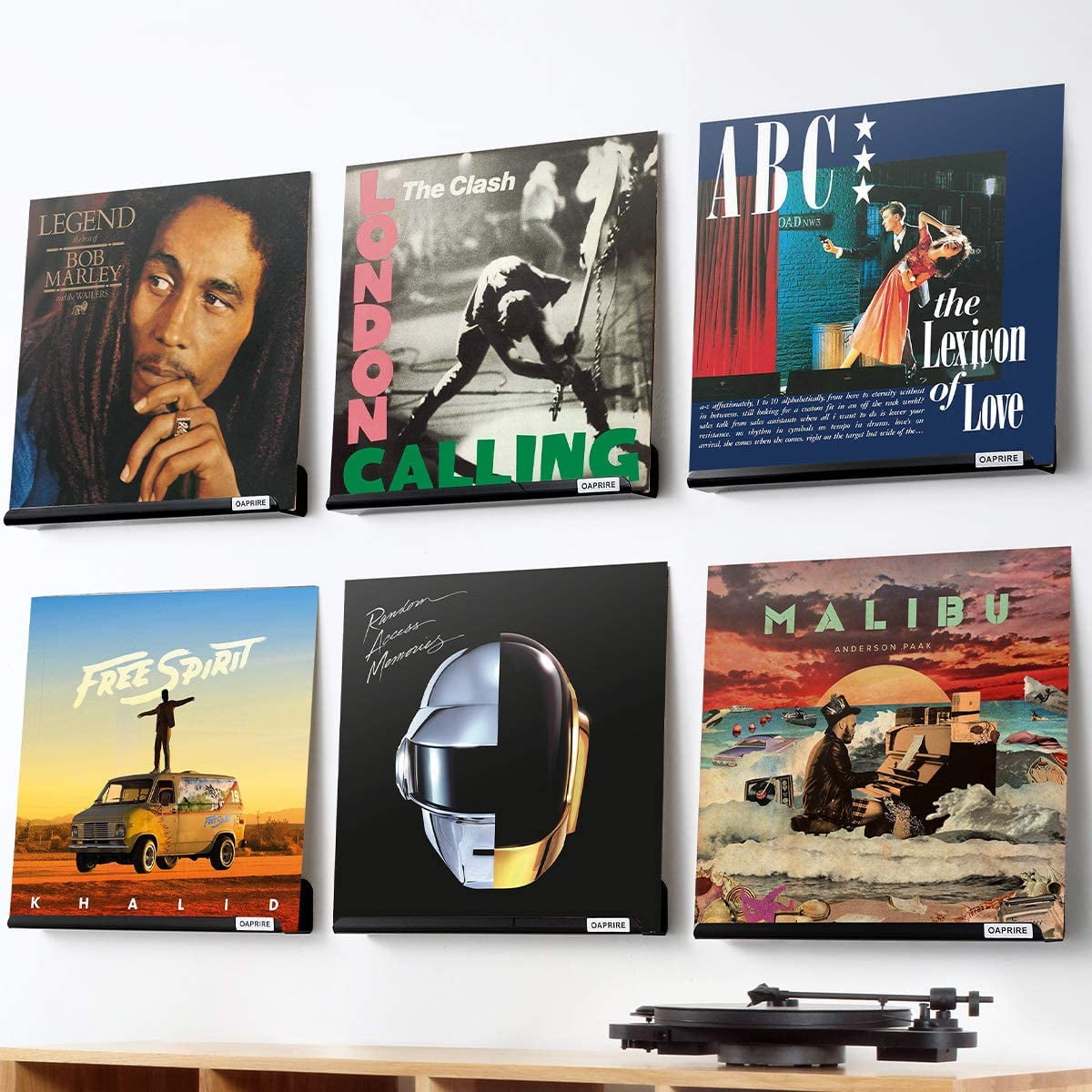Vinyl Record Holder Shelf Set of 6 Display for Your Favorite LP Records