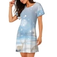 thumbnail image 2 of Gukieu Christmas Deer Print Women's Nightgown, A-line Round Neck Short-sleeved Nightgown Pajamas Home Wear Suitable for Home and Outing, 2 of 6