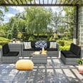 thumbnail image 2 of Patiojoy 8-Piece Outdoor Wicker Rattan Conversation Sofa Set w/ Storage Table Black, 2 of 7