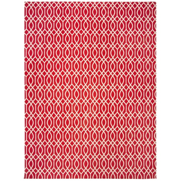 SAFAVIEH Cedar Brook Dubhan Geometric Cotton Area Rug, Coral/Ivory, 9' x 12'