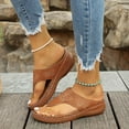 thumbnail image 4 of 2025 Womens Sandals Beach, Xunlbb Women's Plus Size Summer Casual Solid Color Flip-flops Beach Wedge Toe Fish Mouth Sandals(Brown,Size:38), 4 of 9
