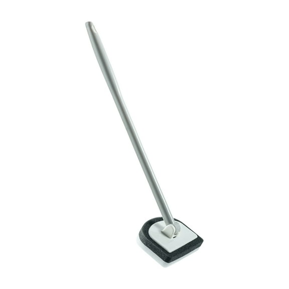 16" Tile Tub Scrubber Brush with Long Handle and Sponge Heads -No Scratch Shower Scrubber for Cleaning Bathroom Kitchen Toilet Wall,Bathtub,Sink, Bathroom Cleaning Brush, Shower Cleaner Brush