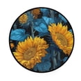 thumbnail image 2 of 36.2 Inch Round Floor Mat Blue Leaves and Sunflowers Carpet Decor Rug for Living Room Bedroom, 2 of 6