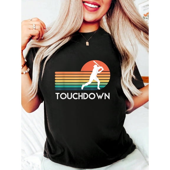 Funny Sports Touchdown Baseball Player Retro Apparel T-Shirt