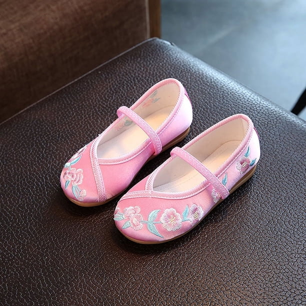Zapatos bordados Hanfu, zapatos de tela para niños, zapatos de baile, zapatos bordados de traje tradicional de estilo étnico, zapatos para niños, zapatos de actuación
