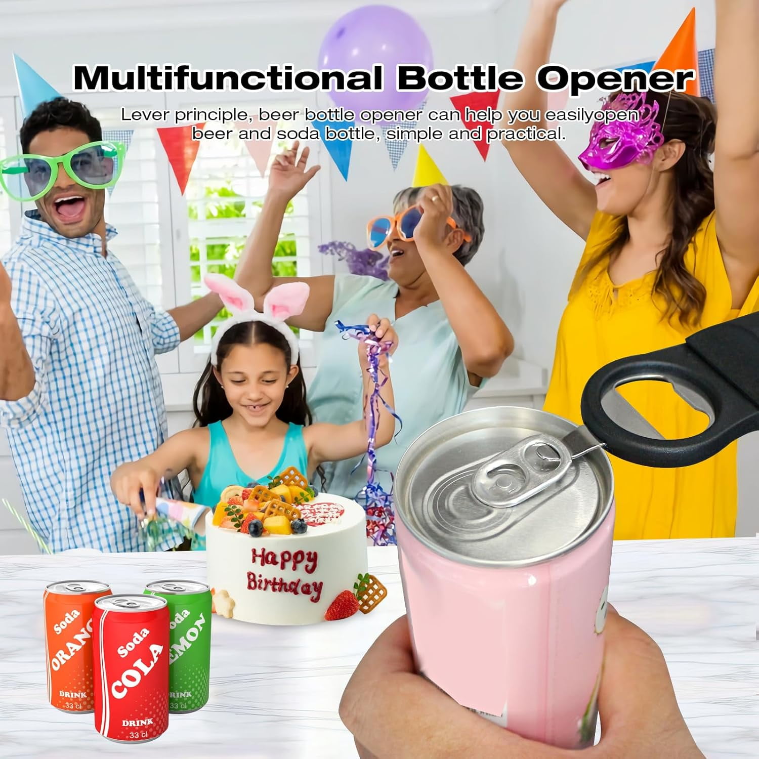 Multifunctional Retractable Bottle & Jar Opener - Adjustable Can Opener & Lid Gripper for Seniors, Weak Hands, and Arthritis,Jar Opener Bottle Opener and Lid Opener，Wine Opener Gadgets