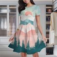 thumbnail image 2 of Mountain Sunset Forest Art Print Women's Classic Swing Skater Dress Casual Work Party Cocktail Dresses, 2 of 6