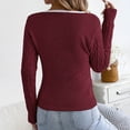 thumbnail image 5 of thefmos Trendy Fall Sweaters for Women Long Sleeve Square Neck Casual Knit Pullover Tops Loose Casual Basic Winter Outfits, Wine XL, 5 of 8