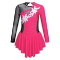 thumbnail image 2 of YONGHS Kids Girls Mesh Splice Gymnastics Leotard Figure Ice Skating Dance Dress Hot Pink 10, 2 of 7