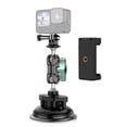 thumbnail image 1 of Soporte PU848 Soporte de ventosa para teléfono Soporte de cámara de succión Cabezales giratorios duales de 360 ° con soporte para teléfono Adaptador de montaje de cámara deportiva Reemplazo para GoPr PULUZ Soporte, 1 of 7