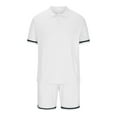 thumbnail image 5 of REORIAFEE Men's Set Set Fashion Summer Activewear Casual Set Men's Sports Set Disco Outfits Men Casual Turn down Button T-Shirt Short Sleeve Blouse Shorts Pants Set White XXL, 5 of 6