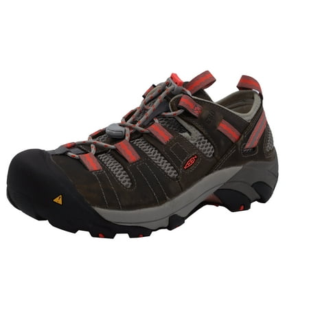 

Keen Women s Atlanta Cool Soft Toe Esd Gargoyle/Hot Coral Ankle-High Leather Hiking Shoe - 5.5M
