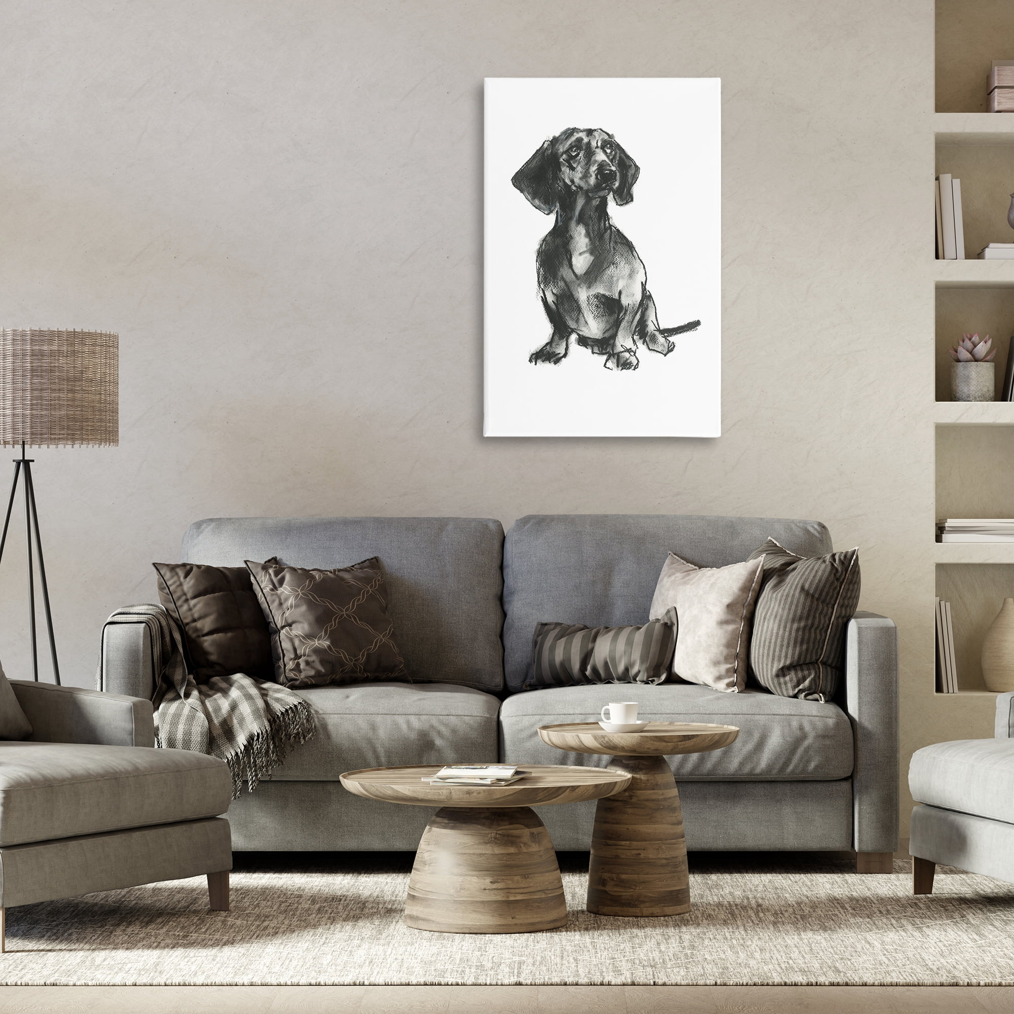 Stupell Industries Dachshund Sitting Drawing Animals & Insects Drawing Gallery Wrapped Canvas Art Print Wall Art, 24 x 36