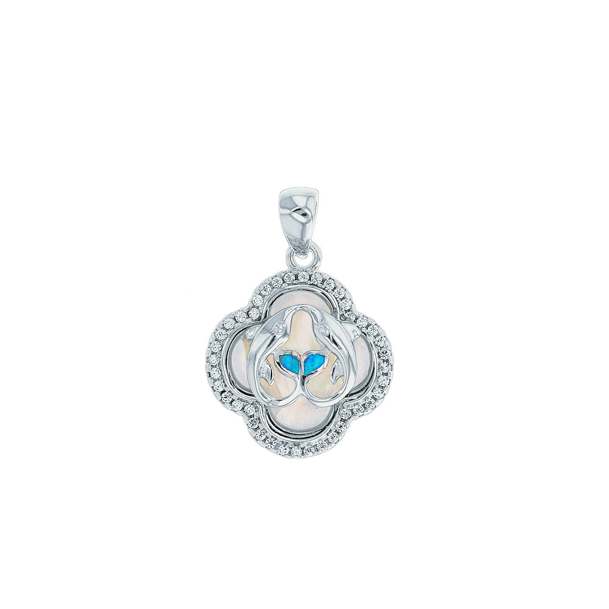 Dolphin Row Blue Fire Opal Sterling Silver Bangle Bracelet