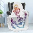 thumbnail image 4 of Vintage Nautical Tattoo Soft Flannel Fleece Throw Blanket, Ombre Anchor with Rope Vivid Tones, Cozy Plush for Indoor and Outdoor Use, 50" x 70", Multicolor, by Ambesonne, 4 of 5