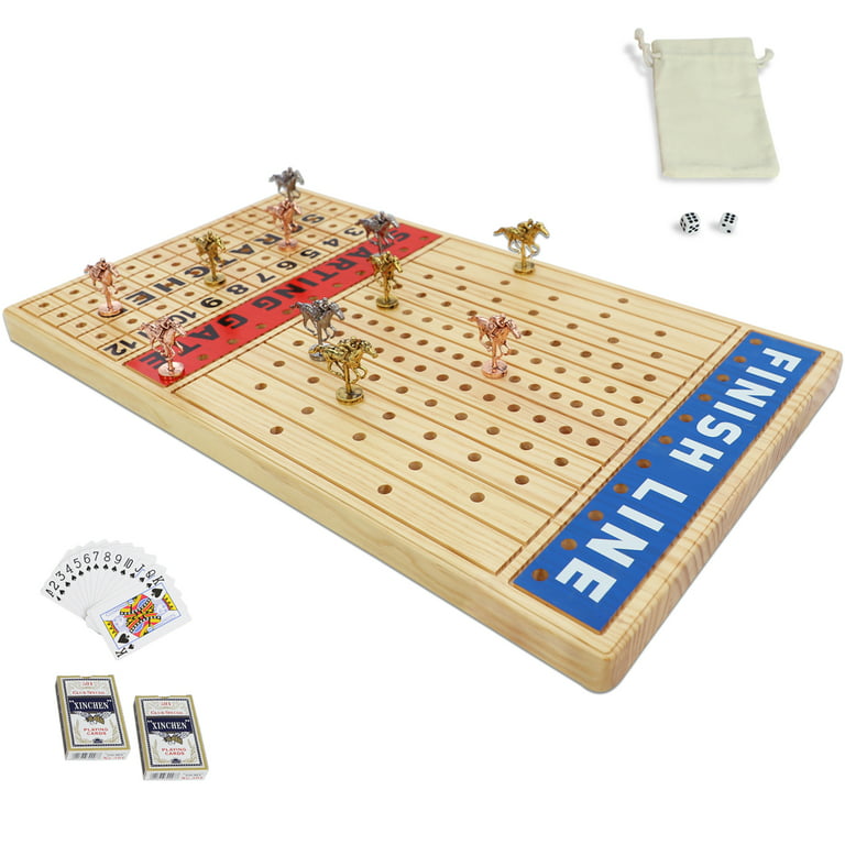 Horse Racing Board Game for Adults and Kids, Easy Family Game Night for All  Ages, Adult Games for Parties, Wooden Race Board with 11 Horses, 2 Dices