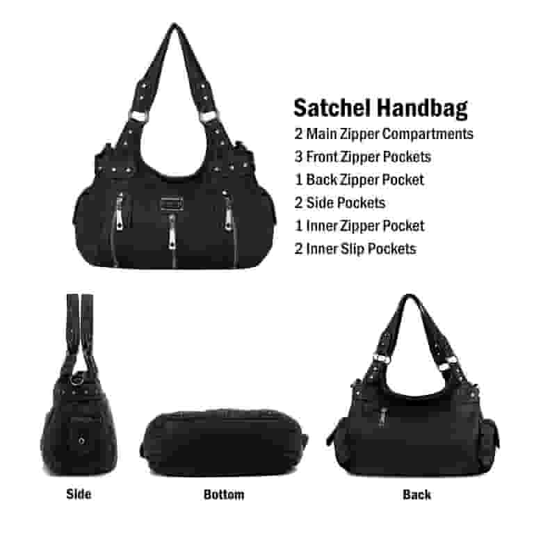【U LAN】Earth 3 Pocket Shoulder Bag Scarleton 3 Front Zipper Washed Shoulder Bag for Women H1292