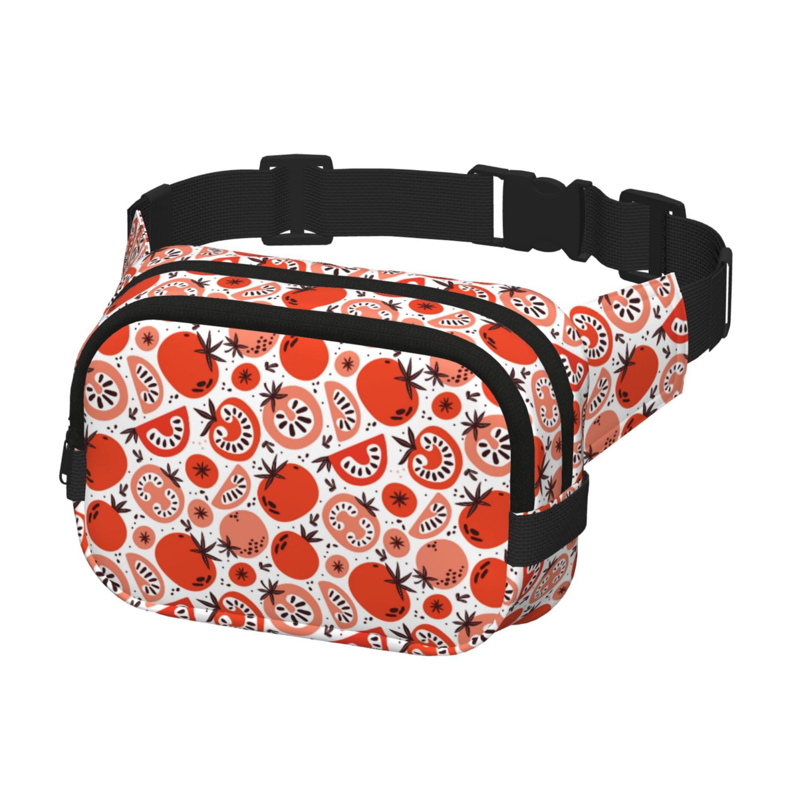 Picia Hand Drawn Tomatoes Print Square Double-Layer Waist Bag Mini Adjustable Waist Belt Bag Exercise Running Travel Hiking