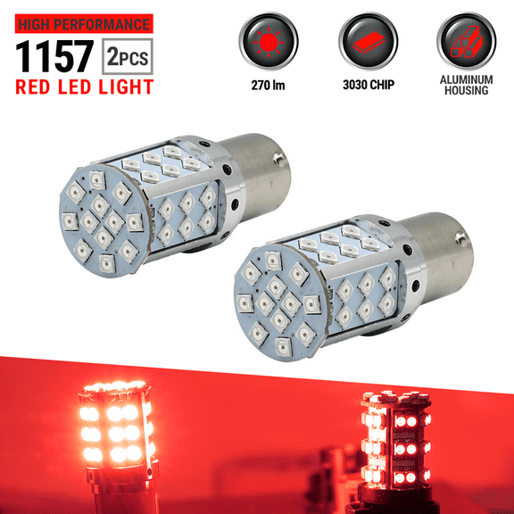 2X BAY15D 1157 50W Red LED Rear Brake Stop High Power Tail Lamp Light Bulbs Pair