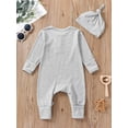 thumbnail image 4 of Cenuakty Baby Boy Casual Jumpsuit Set Solid Color Ribbed Long Sleeve Romper and Beanie Hat for Infant Toddler, 4 of 8