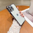 thumbnail image 2 of Compatible with iPhone 14 Pro Max Case with Luxury Bling Diamond Camera Lens Protector,Cute Luxury Glitter Plating Rhinestones Soft Bumper Design Clear Phone Case for Women Girls (Black), 2 of 11