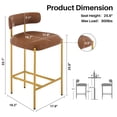 thumbnail image 2 of BRILHAMEZ Bar Stools Set of 2 with Backrest and Footrest Modern Gold Metal Frame Bar Stools for Kitchen Counter Bars and Cafes,Brown, 2 of 8
