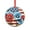 Pattern-5, variant on Myosotis Poppy Memorial Day Christmas Ornament Appreciation Gift for Xmas Friend Bestie Nurse Teacher Mentor Boss Coworker Patriotic American Flag Design Christmas Ornament Round Glass