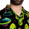thumbnail image 5 of Alien Men's Short Sleeve Hawaiian Shirt, Casual Printed Button Down Beach Tops, Summer Poplin Spread Collar Unisex Button Down Shirts, 5 of 6