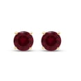 thumbnail image 2 of 0.50 Carat Round Shape Simulated Ruby Solitaire Stud Earrings In 14K Yellow Gold Over Sterling Silver Push Back Jewelry, 2 of 5