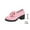 #388-Pink, variant on Roncen Women's Fashion Casual Leather Loafers - Round Toe Slip-On Shoes with Solid Color Bow & Platform Thick Mid Heel for Year-Round Wear