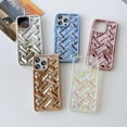 thumbnail image 2 of Compatible for iPhone 14 Pro Max Case for Women Electroplate Luxury Woven Pattern Phone Case Soft TPU Shockproof Camera Lens Protective for iPhone 14 Pro Max Phone Case 6.7 inch - Gold, 2 of 11