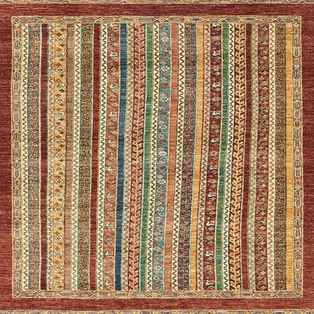 

Ahgly Company Indoor Square Abstract Fall Leaf Brown Green Area Rugs 5 Square