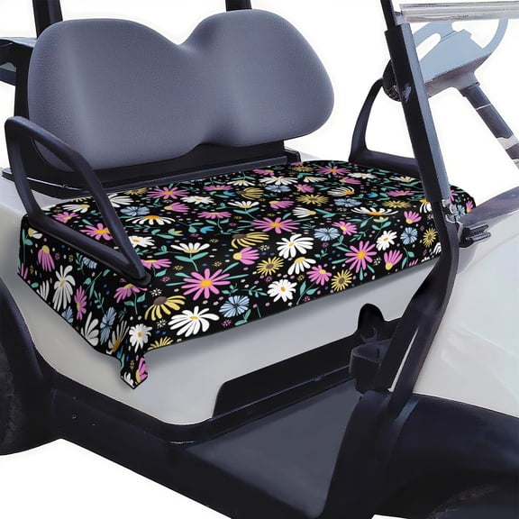 Flowers Pattern 51" x 31" Golf Cart Seat Protector, Front Bench Cover Fits Most Popular Brands Including Icon & Tomberlin