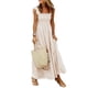 thumbnail image 3 of Vestido Retro A Cuadros con Fruncido, Tirantes Finos y Volantes para Mujer Crema S, 3 of 9