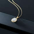 thumbnail image 5 of Gem Stone King 14K Yellow Gold White Moissanite and Diamond Pendant Necklace for Women (1.50 Cttw, Oval 8X6MM, with 18 inch Chain), 5 of 5