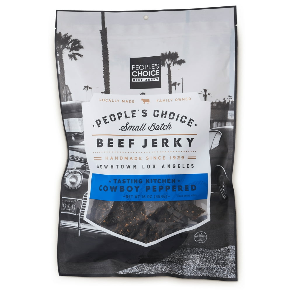 People's Choice Beef Jerky Tasting Kitchen Cowboy Peppered Beef