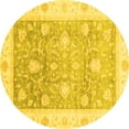 thumbnail image 1 of Ahgly Company Machine Washable Indoor Round Oriental Yellow Traditional Area Rugs, 4' Round, 1 of 4