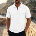 thumbnail image 4 of SAWOBUUN Men's Texture Zip Front Jacket Short Sleeve Collared Sport Top Casual Athletic Outerwear, 4 of 7