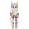 thumbnail image 5 of ITSAME Easter Toddler Girls Jumpsuit, Waist-Cinched Cute Bunny Print Spaghetti Strap Holiday Casual Romper Green 2T, 5 of 7