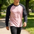 thumbnail image 2 of Umfun Men's & Big Men's Raglan Sleeve Crewneck T-Shirt Long Sleeve Casual Color Block Top Soft Breathable Sporty Basic Tee for Gym Running Daily Wear Autumn, 2 of 9